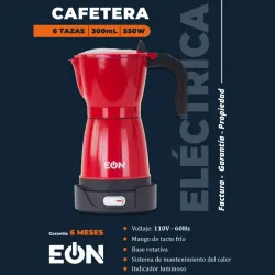 CAFETERA 3 - 6 TAZAS ELÉCTRICA EÓN ROJA (FAD)