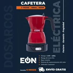 CAFETERA 3 TAZAS ELÉCTRICA EÓN ROJA (FAD)