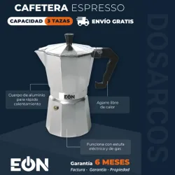 CAFETERA 3 TAZAS ESPRESSO EÓN (FAD)