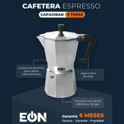 CAFETERA 3 TAZAS ESPRESSO EÓN (FAD)