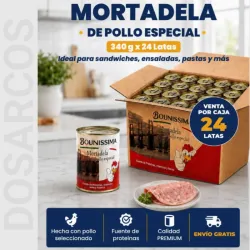 CAJA DE MORTADELA DE POLLO ESPECIAL 340g - 24 LATAS (FAD)
