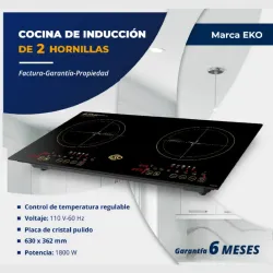 COCINA DE INDUCCIÓN 1800W EKO 2 HORNILLAS (FAD)