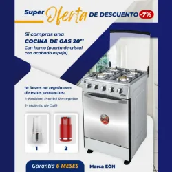 COCINA DE GAS CON HORNO ELÉCTRICO EÓN + REGALO DE BATIDORA O MOLINILLO (FAD)
