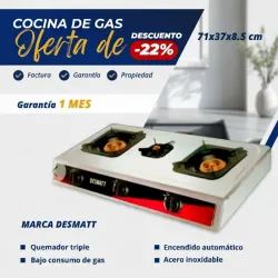 COCINA DE GAS 3 HORNILLAS DESMATT ACERO INOXIDABLE (VPT)