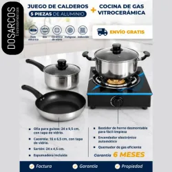 COCINA DE GAS + JUEGO DE CALDEROS (FAD)