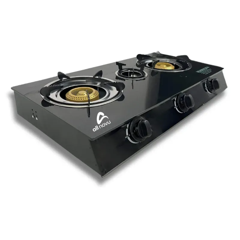 COCINA DE GAS VIDRIO TEMPLADO ALL NOVU 3 HORNILLAS 