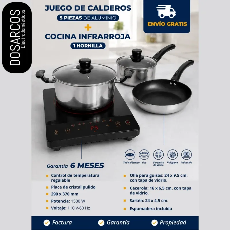 COCINA INFRARROJA + JUEGO DE CALDEROS (FAD)