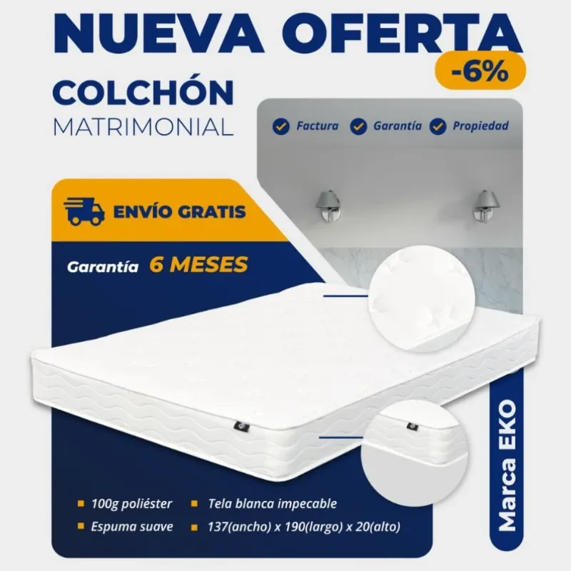 COLCHÓN CAMERO / MATRIMONIAL EKO (AL VACÍO) (FAD)