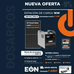 ESTACIÓN DE ENERGÍA (1280Wh / 1000W) EÓN + PANEL SOLAR LONGI CON CABLE + PROTECTOR DE VOLTAJE (FAD)