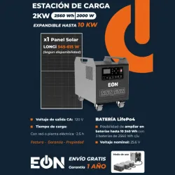 ESTACIÓN DE ENERGÍA (2560Wh / 2000W) EÓN + PANEL SOLAR LONGi (FAD)