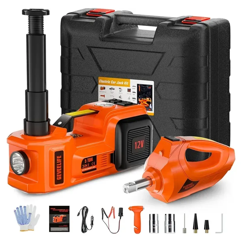 GATO ELÉCTRICO 3 EN 1 CON COMPRESOR DE AIRE (12V) Y LLAVE DE IMPACTO (VPT)