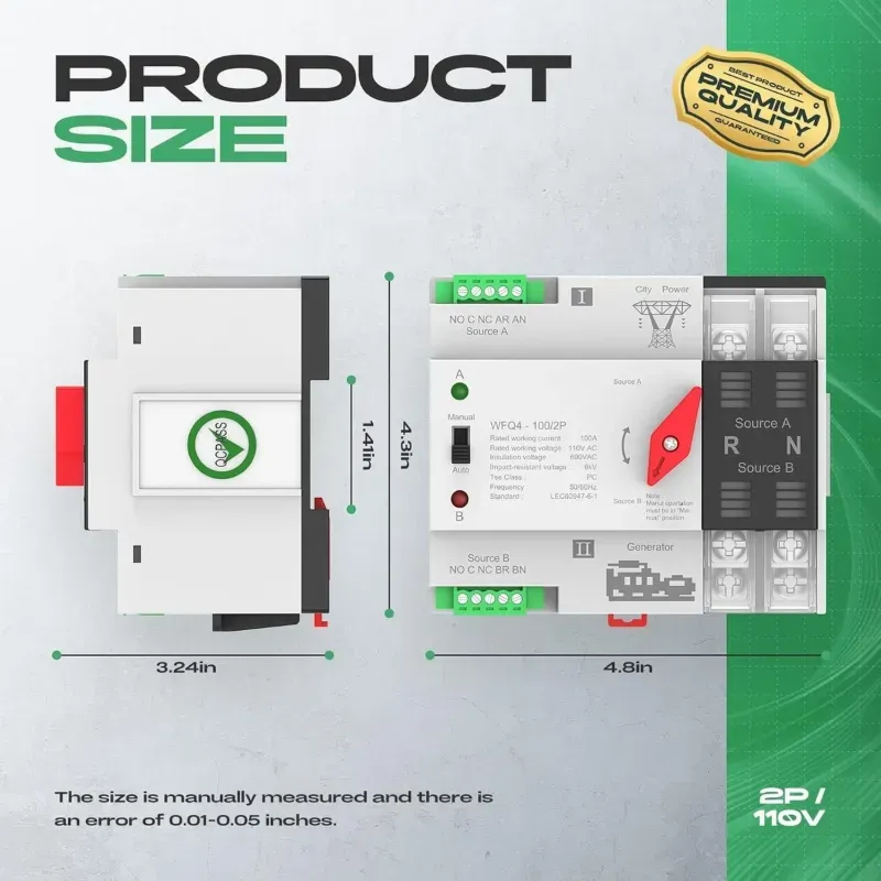 INTERRUPTOR DE TRANSFERENCIA AUTOMÁTICO 2P/100A (LHZ)