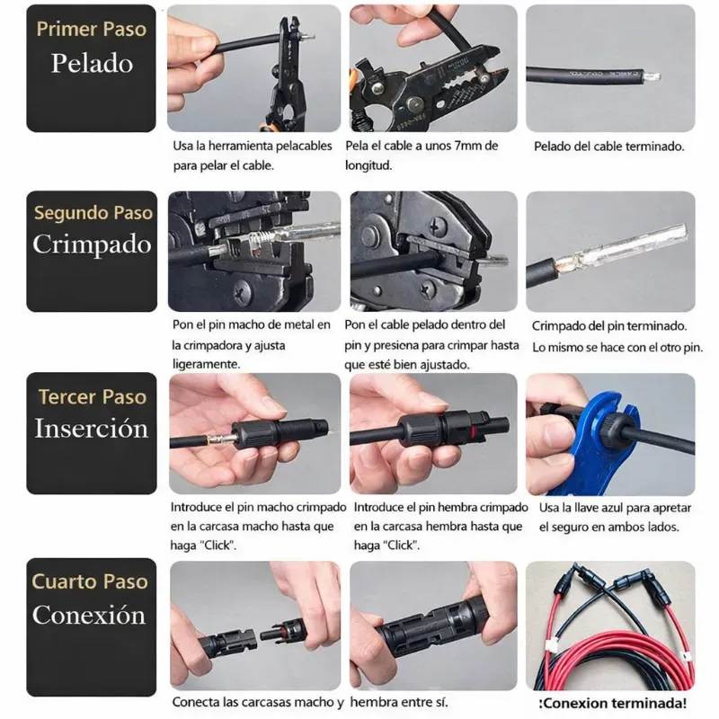 JUEGO DE CONECTORES MC4 MACHO Y HEMBRA PARA PANELES SOLARES (VPT)