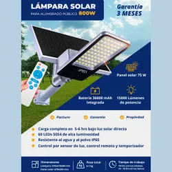 LÁMPARA SOLAR 800W (FAD)