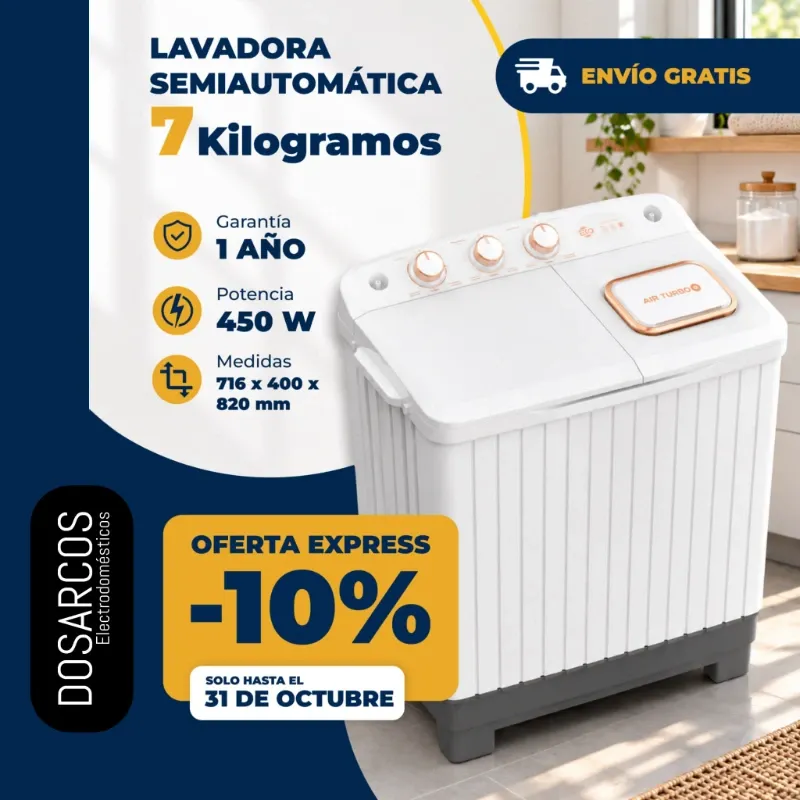 LAVADORA 7 KG SEMIAUTOMÁTICA EKO - OFERTA (FAD)