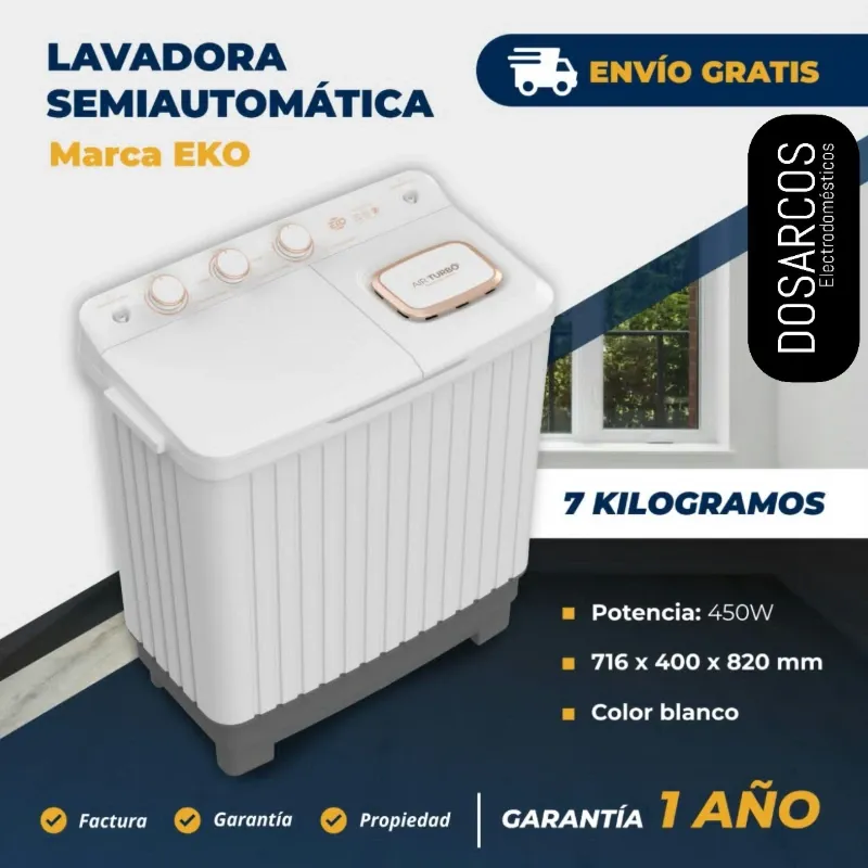 LAVADORA 7 KG SEMIAUTOMÁTICA EKO (FAD)