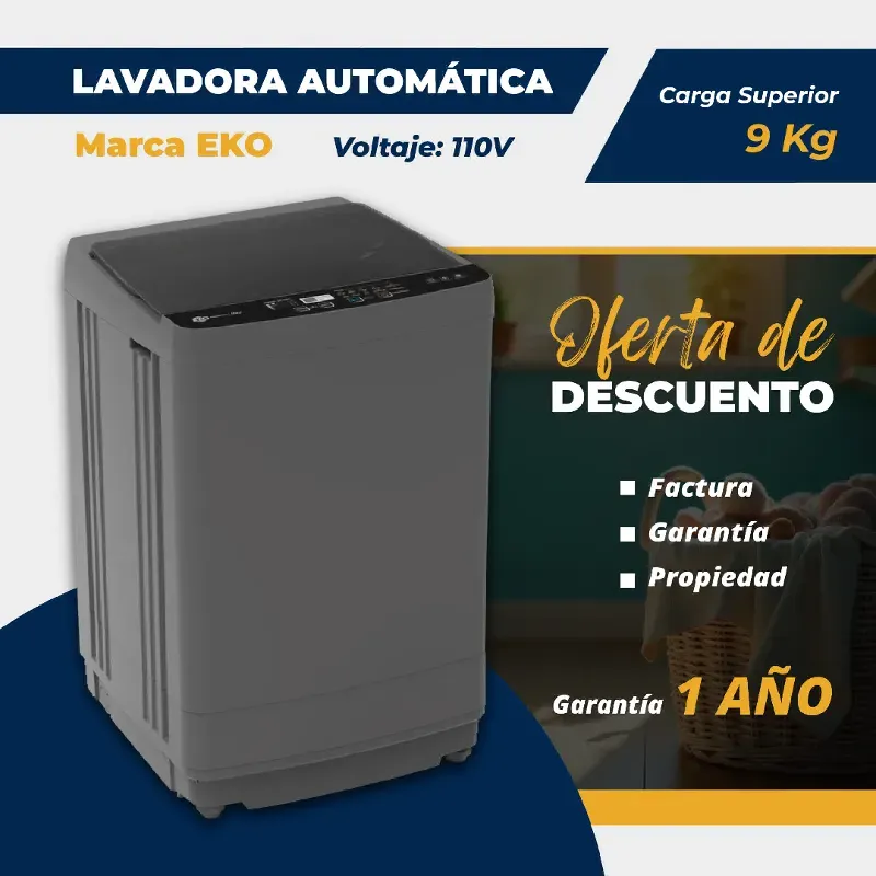 LAVADORA 9KG AUTOMÁTICA EKO AGUA FRÍA Y CALIENTE (FAD)