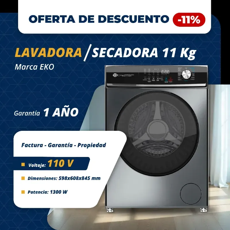 LAVADORA SECADORA AL VAPOR 11KG EKO (FAD)