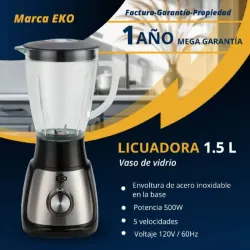LICUADORA EKO VASO DE CRISTAL 1.5L (EKO-1055) (FAD)