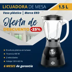LICUADORA EKO VASO PLÁSTICO 1.5L (EKO-9028) (FAD)