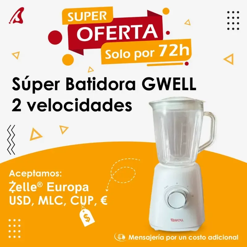 LICUADORA GWELL CON JARRA DE VIDRIO 1L