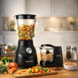 LICUADORA VASO DE CRISTAL MILEXUS + MINIPROCESADOR DE ALIMENTOS ROYAL (VPT)