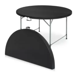 MESA PLEGABLE REDONDA NEGRA (SIN SILLAS) (VPT)