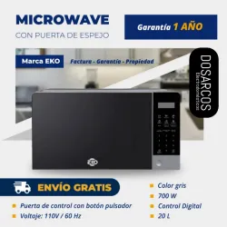 MICROONDAS 20 LITROS EFECTO ESPEJO EKO GRIS (FAD)