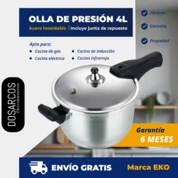 OLLA DE PRESIÓN 4L DE INDUCCIÓN + JUNTA EXTRA DE REPUESTO EKO (FAD)