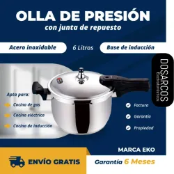 OLLA DE PRESIÓN 6L DE INDUCCIÓN + JUNTA EXTRA DE REPUESTO EKO (FAD)