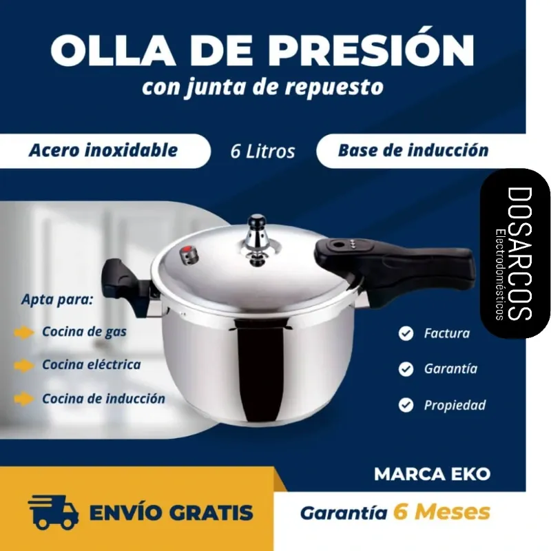 OLLA DE PRESIÓN 6L DE INDUCCIÓN + JUNTA EXTRA DE REPUESTO EKO (FAD)