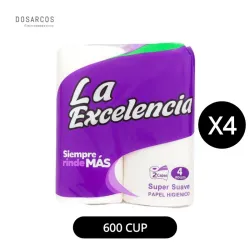 PAPEL SANITARIO - 4 ROLLOS | 600 CUP (VPT)
