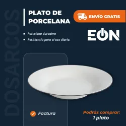 PLATO DE PORCELANA - LÍNEA NEGRA (FAD)