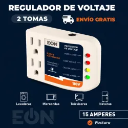 PROTECTOR DE VOLTAJE 110V 15A EÓN 2 TOMAS (FAD)