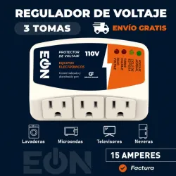 PROTECTOR DE VOLTAJE 110V 15A EÓN 3 TOMAS (FAD)