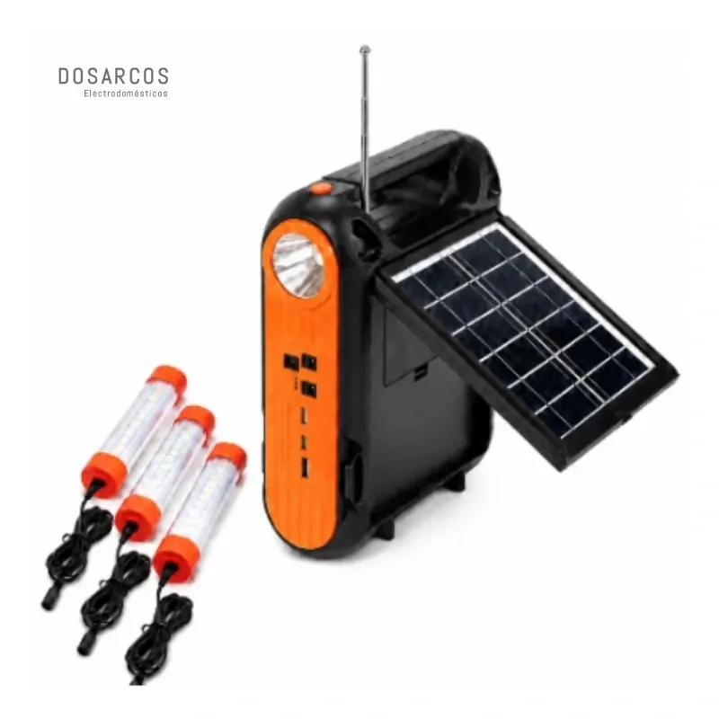 RADIO CON PANEL SOLAR, LINTERNA, BLUETOOTH Y 3 LÁMPARAS LED (VPT)
