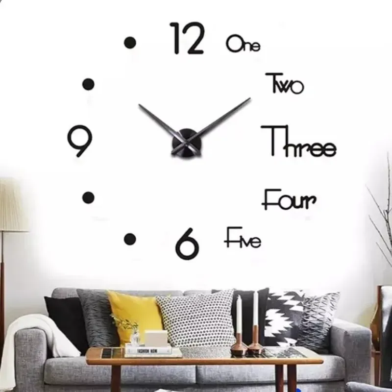 RELOJ DE PARED 3D NÚMEROS INGLÉS - 130 CM