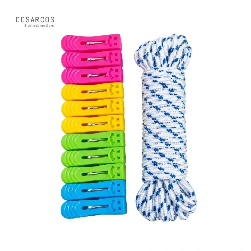 SET DE 12 PINZAS Y SOGA DE 7 METROS (VPT)