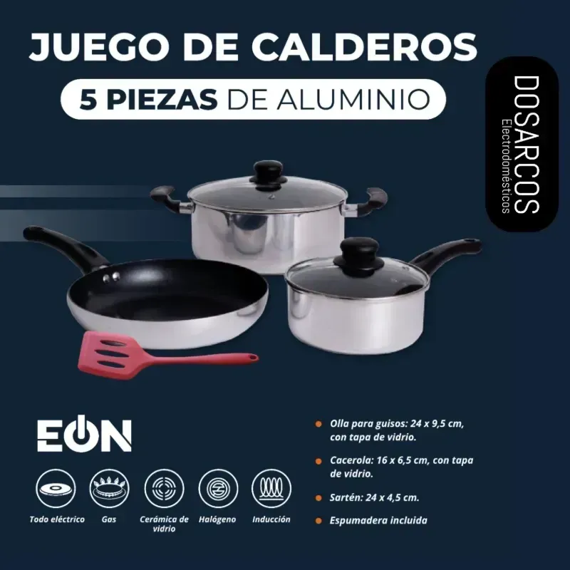 SET DE CALDEROS DE INDUCCIÓN 5 PIEZAS EÓN + ESPUMADERA (FAD)