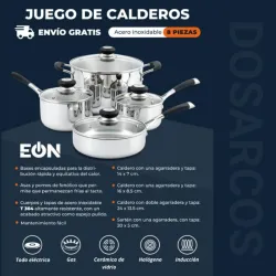SET DE CALDEROS DE INDUCCIÓN 8 PIEZAS EÓN (FAD)