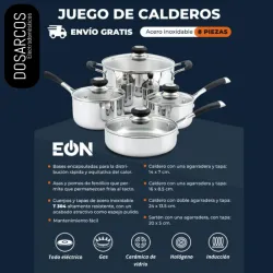 SET DE CALDEROS DE INDUCCIÓN 8 PIEZAS EÓN (FAD)