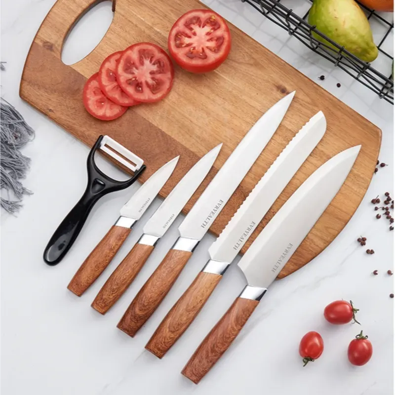 SET DE CUCHILLOS 6 PIEZAS MANGO PLÁSTICO