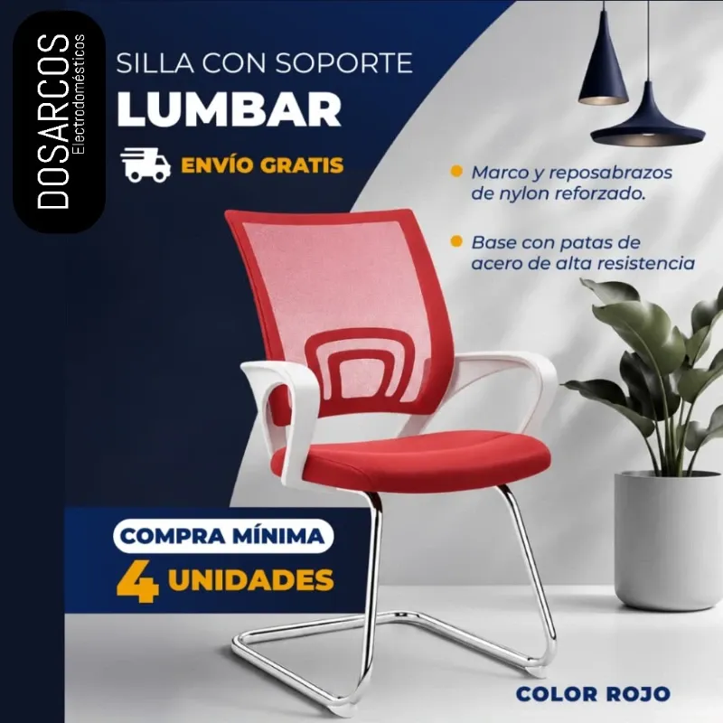 SILLA CON SOPORTE LUMBAR ROJA (FAD)