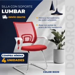 SILLA CON SOPORTE LUMBAR ROJA (FAD)
