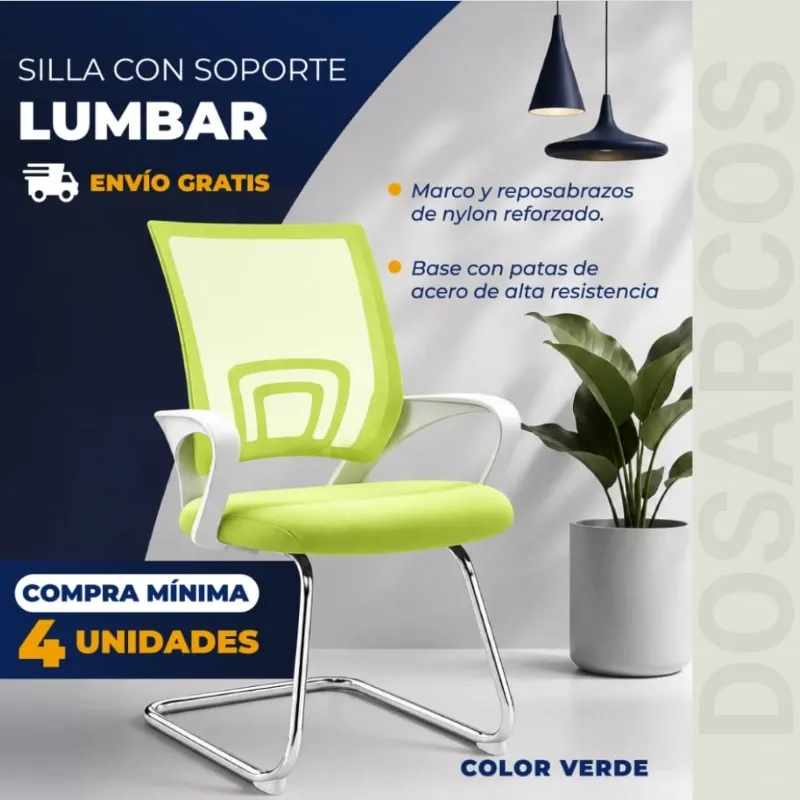 SILLA CON SOPORTE LUMBAR VERDE (FAD)