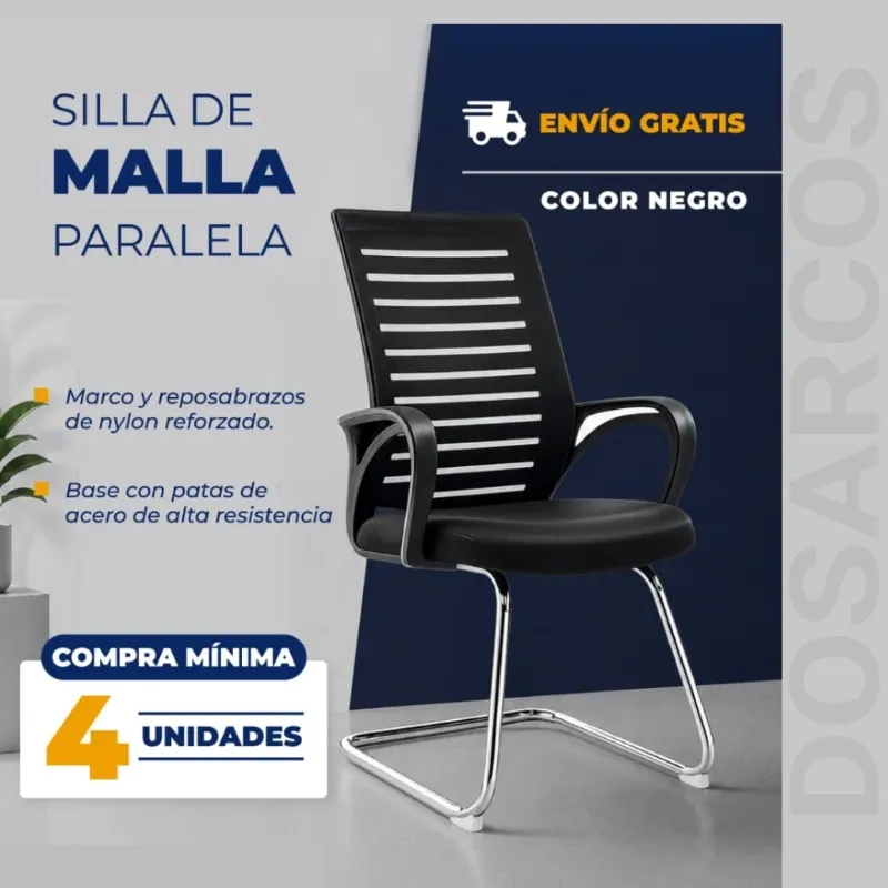 SILLA MALLA PARALELA NEGRA (FAD)