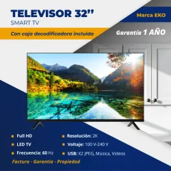 SMART TV EKO 32" HÍBRIDO (CAJITA INTERNA) (FAD)
