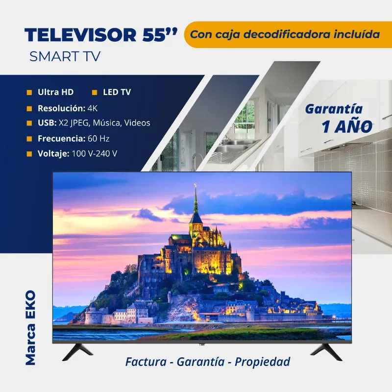 SMART TV EKO 55" HÍBRIDO (CAJITA INTERNA) (FAD)