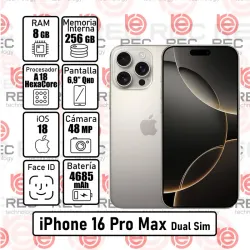TELÉFONO IPHONE 16 PRO MAX DUAL SIM (REC)
