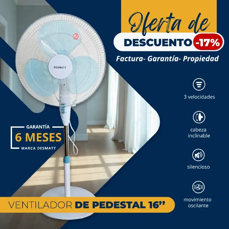VENTILADOR DE PEDESTAL 16" DESMATT (FAD)